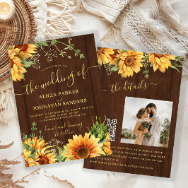 Convites Rustic wood floral sunflower garden barn wedding
