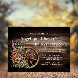 Convites Rustic Wood Floral Western 80 Birthday