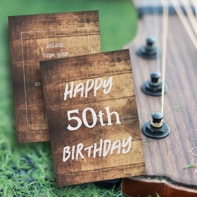 Convites Rustic Wood Happy Birthday Mensagem Masculine Card (Criador carregado)