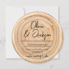 Convites Rustic Wood QR Code Wedding
