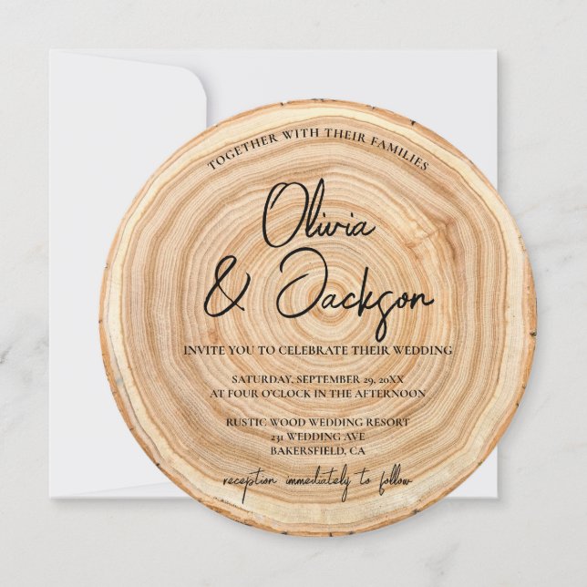 Convites Rustic Wood QR Code Wedding (Frente)