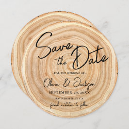 Convites Rustic Wood QR Code Wedding Save the Date