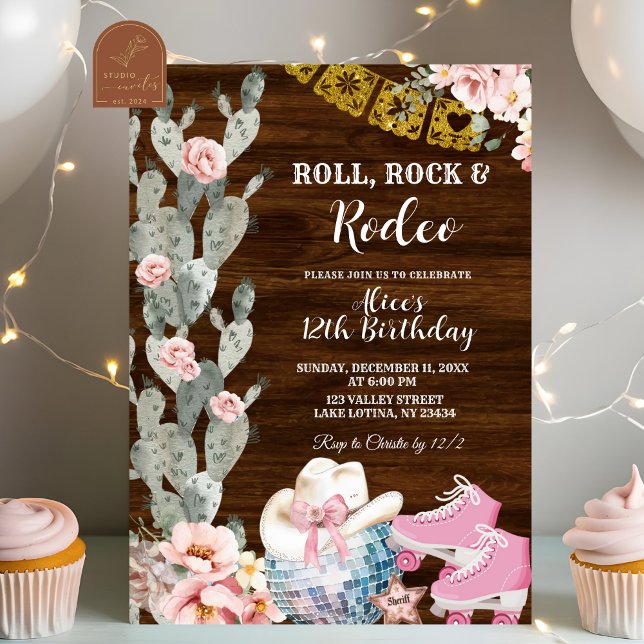 Convites Rustic Wood Roll, rock and rodeo birthday (Criador carregado)