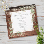 Convites Rustic Wood String Luz Chá de panela Verde<br><div class="desc">Apresentando delicadas folhas de aquarela em um pano de fundo de madeira rústico,  este chá de panela chic pode ser personalizado com suas informações especiais sobre chás de panela. Projetado por Thisnotme©</div>
