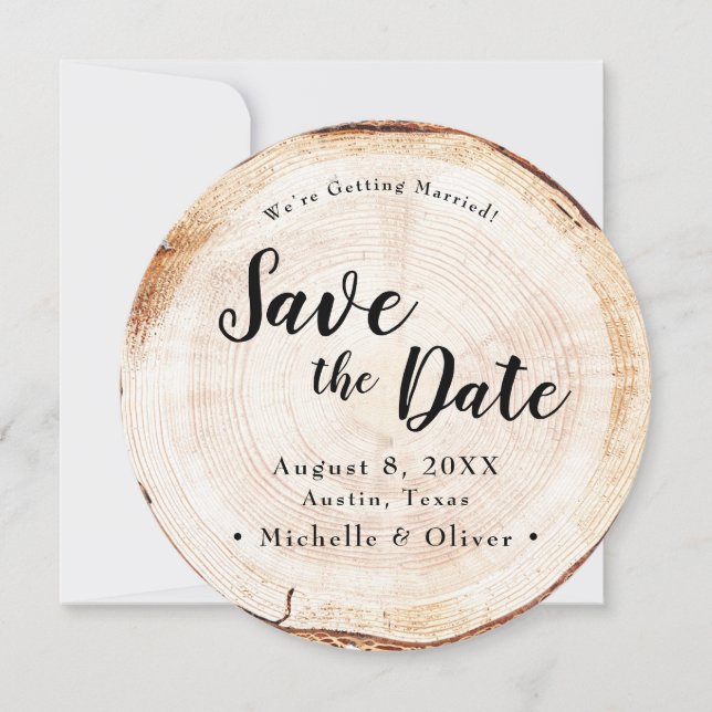 Convites Rustic Wood Wedding Save the date custom photo (Frente)