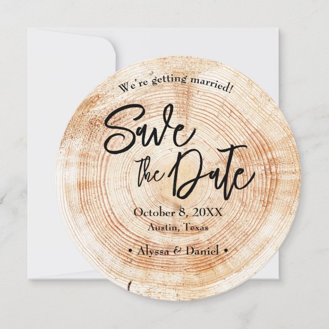 Convites Rustic Wood Wedding Save the date QR code (Frente)