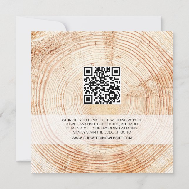 Convites Rustic Wood Wedding Save the date with website Inv (Verso)