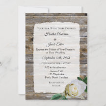 Rustic Wood White Rose Elegante Invitórios para Ca