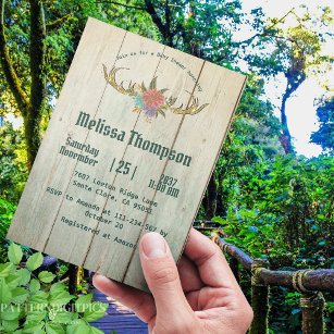 Convites Rustic Wood Woodland Deer Green Forest Baby Shower