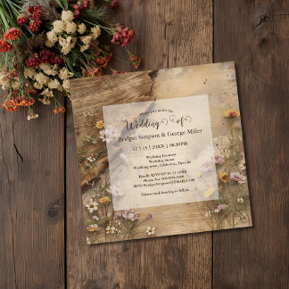 Convites Rustic Wooden Bohemian Floral Wedding