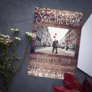 Convites Rustic Wooden Save the Date!