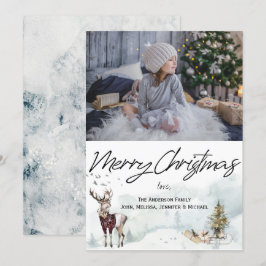 Convites Rustic Woodland Animal Watercolor Foto de Natal