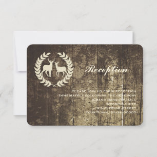 Convites Rustic Woodland Buck e Deer Reception Info Card