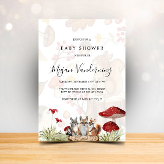 Convites Rustic Woodland Forest Baby Shower Invitation