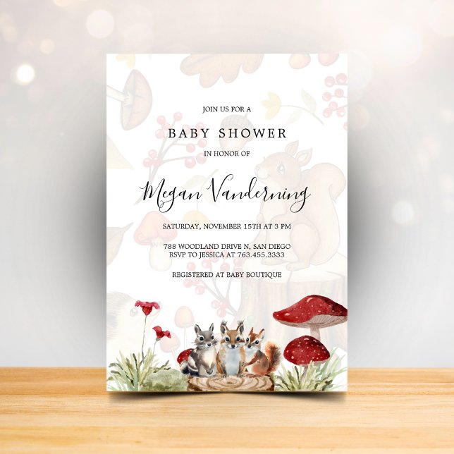 Convites Rustic Woodland Forest Baby Shower Invitation (Criador carregado)