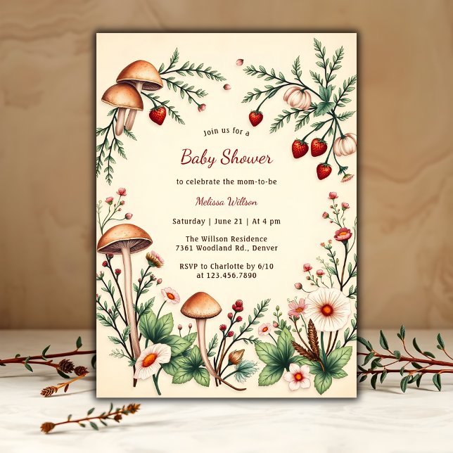 Convites Rustic Woodland Nature Boho Chá de fraldas (Rustic Woodland Nature Boho Baby Shower Invitation)