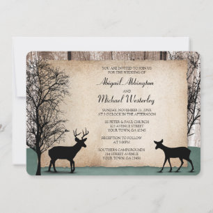 Convites Rustic Woodsy Deer Wedings