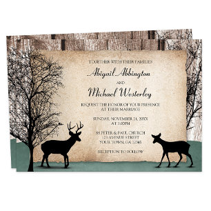 Convites Rustic Woodsy Deer Wedings