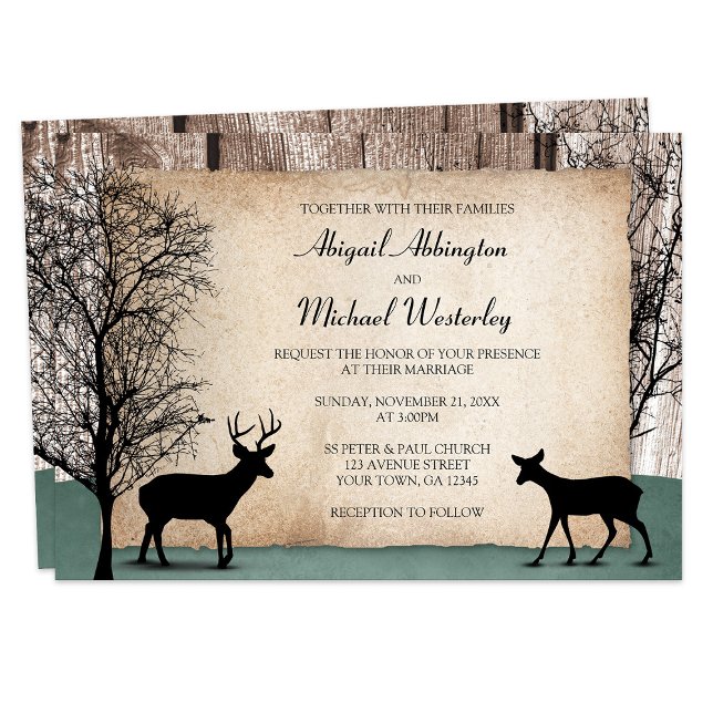 Convites Rustic Woodsy Deer Wedings (Criador carregado)