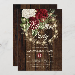 Convites Rustic Woodsy Lighted Wreath Retirement Party