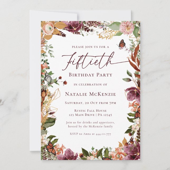 Convites Rústica 50ª Festa de aniversário (Frente)