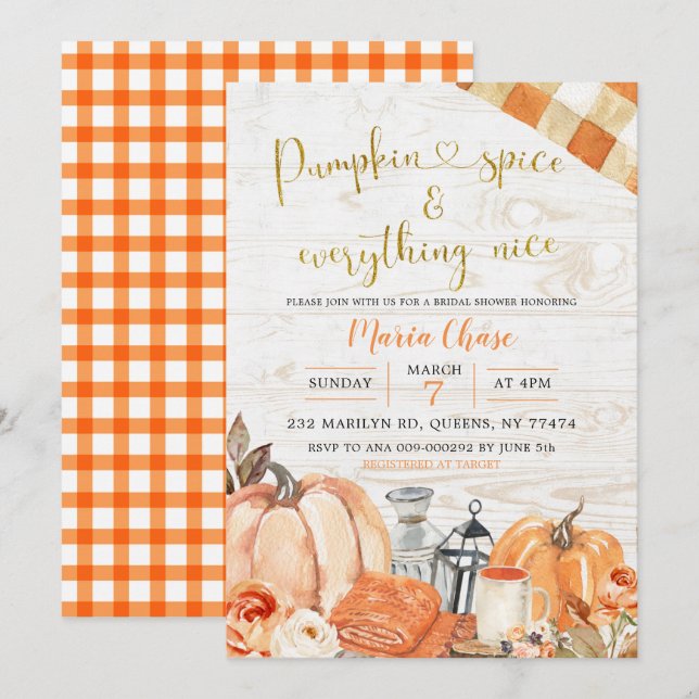 Convites Rústica Cai Pumpkin Spices e Tudo Bastante (Frente/Verso)