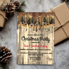 Convites Rústica dourada do País pinga Festa de Natal
