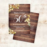 Convites Rústica Fall Florals Gold Foil Pontos 50º Aniversá<br><div class="desc">Esta design apresenta ramos pintados bonito e folhas em cores de outono com pontos falsos de folha de ouro sobre um fundo de madeira rústica. Clique no botão personalizar para obter mais flexibilidade na modificação do texto ou na movimentação dos gráficos! No nosso compro, estão disponíveis variantes desta design, bem...</div>