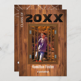 Convites Rústica Graduação Cherry String Luzes Celeiro Made