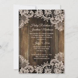 Convites Rústica Lace e Recepção de Madeira de Celeiro