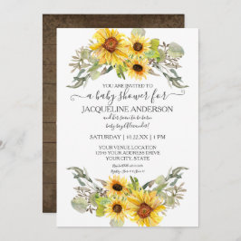 Convites Rústica Madeira Girassol Chá de fraldas