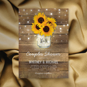Convites Rústica Madeira Mason Jar Sunflower Casamento