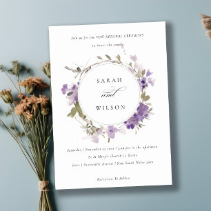 Convites Rústica Meadow Lilac Floral Wreath Vow Renovação