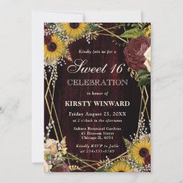 Convites Rústica Queda Girassóis Madeira e quadro Doce 16