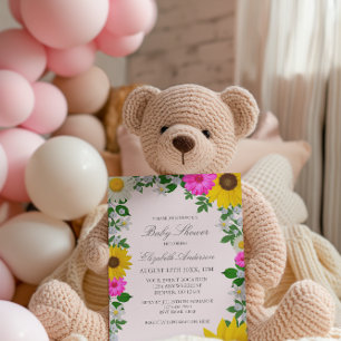 Convites Rústica Sunflower Daisy Floral Chá de fraldas