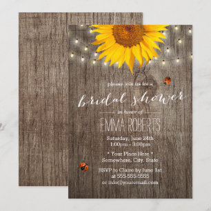 Convites Rústica Sunflower String Luz Chá de panela Madei