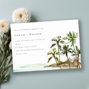 Convites Rústica Tropical Palm Trees Beach Sand Vow Renewer