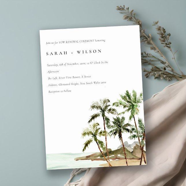 Convites Rústica Tropical Palm Trees Beach Sand Vow Renewer (Criador carregado)