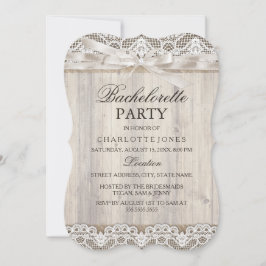 Convites Rústica Vintage Lace & Festa de solteira de madeir
