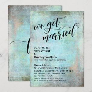 Convites Rústico Aqua Nós Nos Casamos Somente Recepção