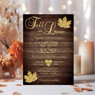 Convites Rústico Barnwood País Cai Dourado NO Casamento D