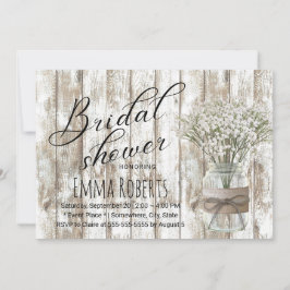 Convites Rústico Bebê Respira Floral Jar Madeira Chá de pan