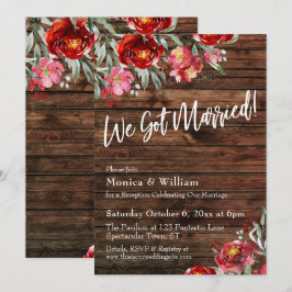 Convites Rústico Boho Borgonha Vermelho Floral Nós nos Casa