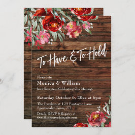 Convites Rústico Boho Borgonha Vermelho Floral Para Ter E S