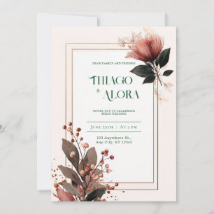 Convites Rústico Boho Borla Flor Baga de Outono Casamento