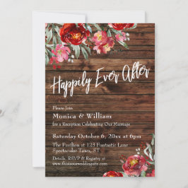 Convites Rústico Boho Vermelho Borgonha Floral Feliz Para S