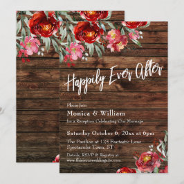 Convites Rústico Boho Vermelho Borgonha Floral Feliz Para S