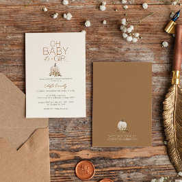 Convites Rústico Branco Boho Chá de Bebê da Menina Abóbora