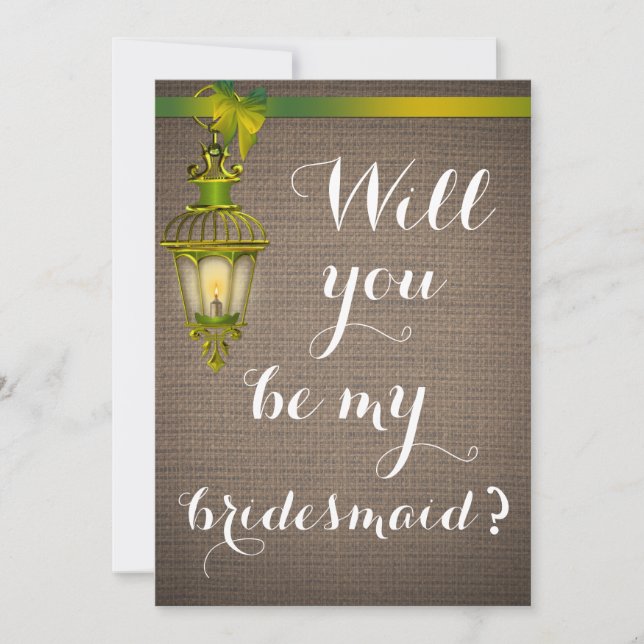 Convites Rústico castanho-buraqueta Lanterna-madrinha (Frente)