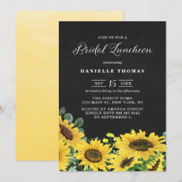 Convites Rústico Chalkboard Sunflower Bridal Luncheon